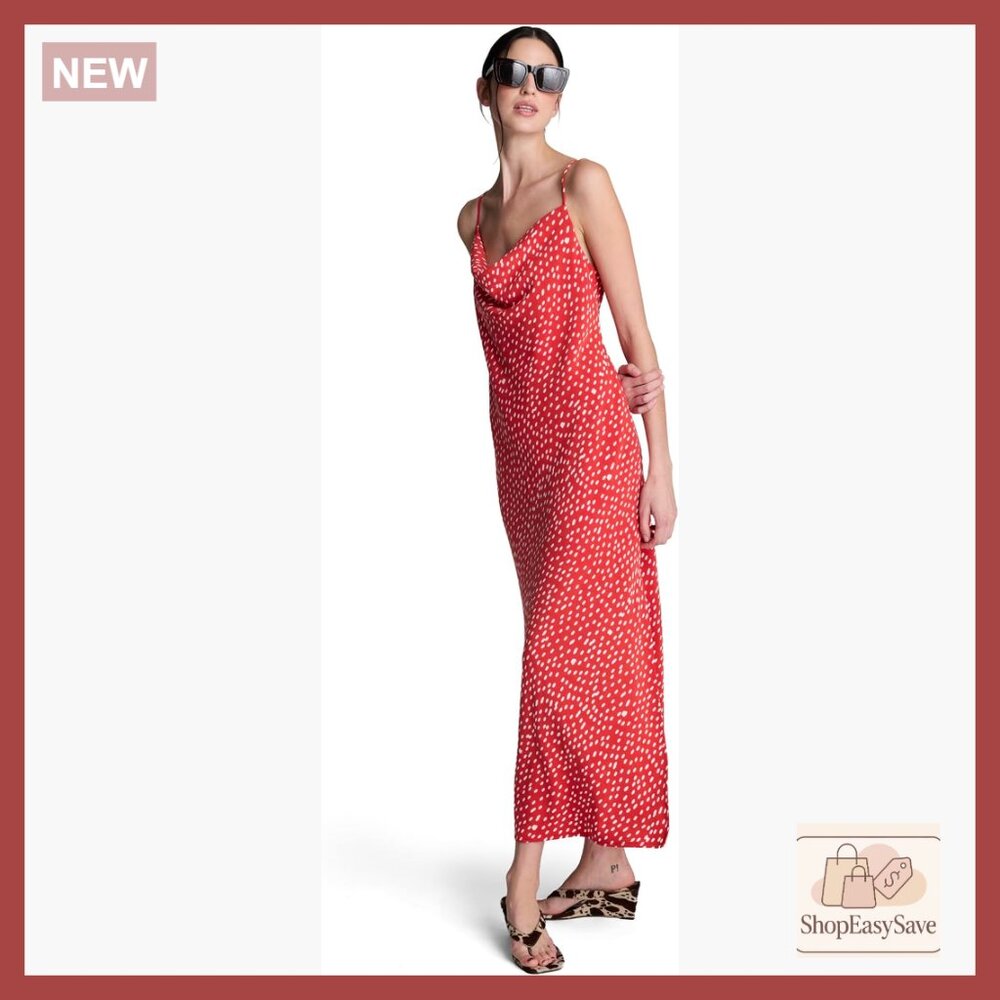 Satin Slip Dress Elegant Maxi Sheath Tailored Fit Polka Dot Y2K Chic